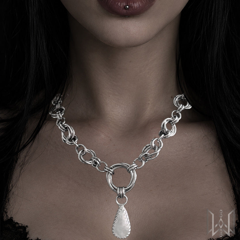 Moonstone x Chainmaille Necklace #2013