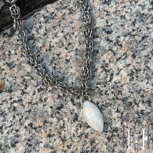 Moonstone x Chainmaille Necklace #2004
