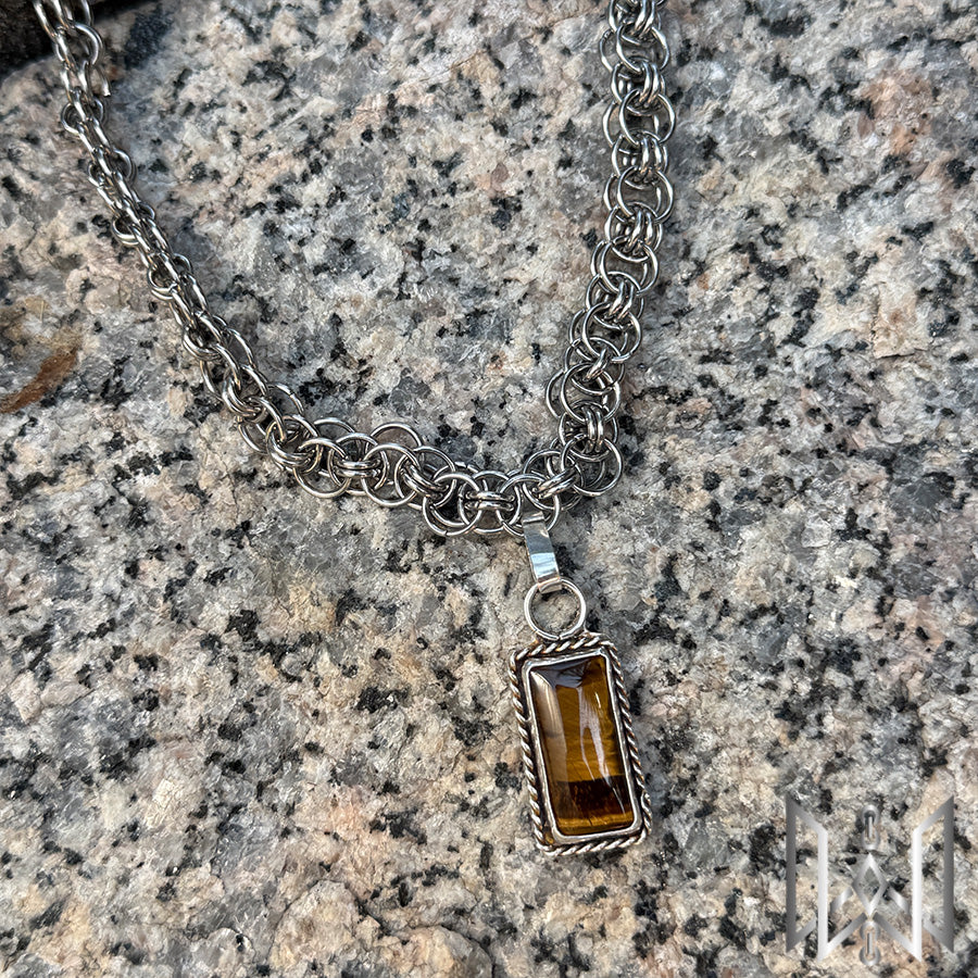 Tigers Eye x Chainmaille Necklace #2006