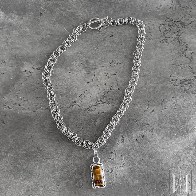 Tigers Eye x Chainmaille Necklace #2006