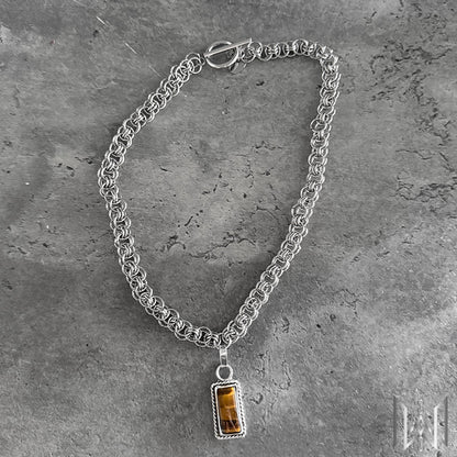 Tigers Eye x Chainmaille Necklace #2006