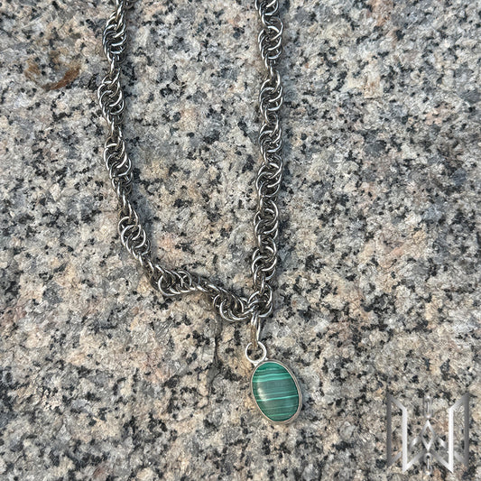 Malachite x Chainmaille Necklace #2008