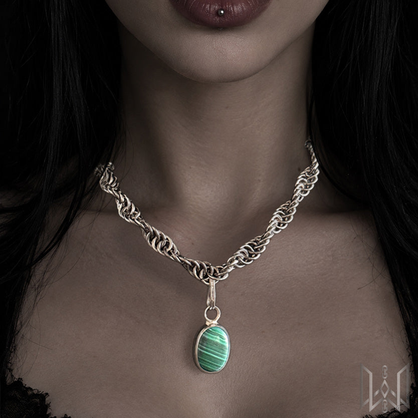 Malachite x Chainmaille Necklace #2008