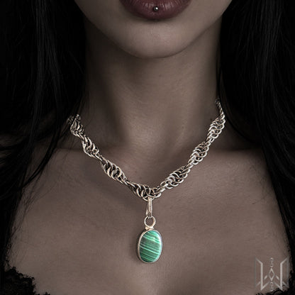 Malachite x Chainmaille Necklace #2008