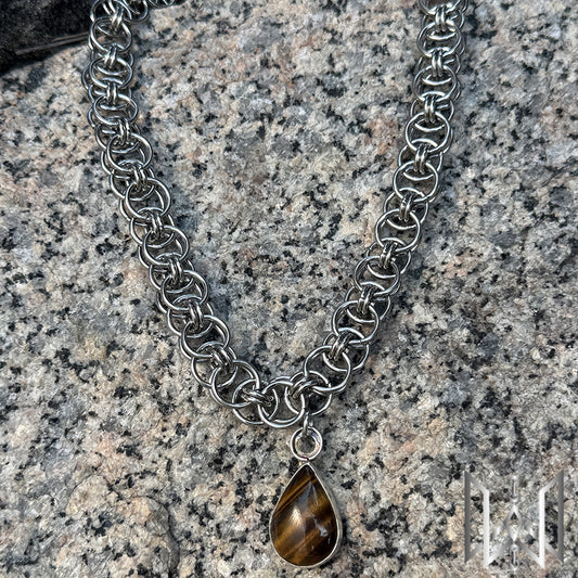 Tigers Eye x Chainmaille Necklace #2009