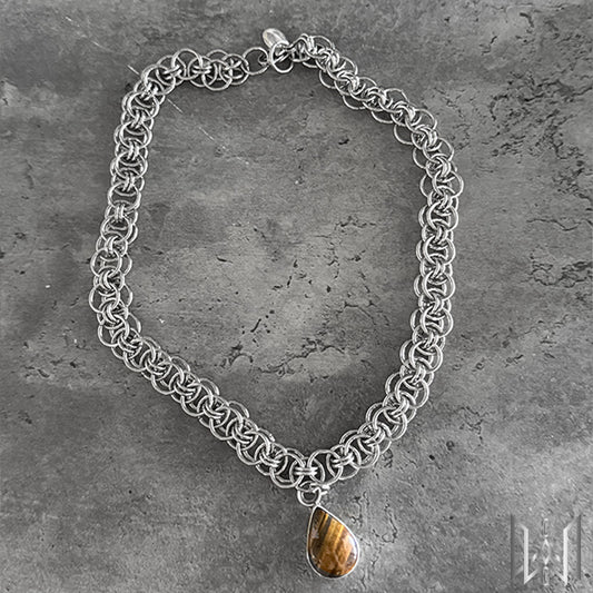 Tigers Eye x Chainmaille Necklace #2009