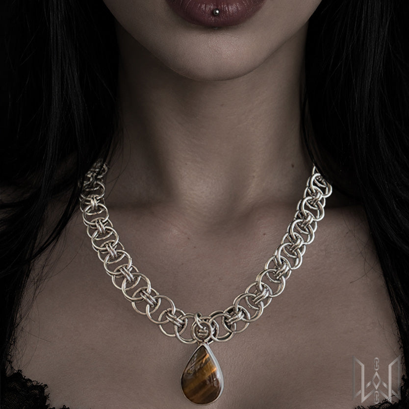 Tigers Eye x Chainmaille Necklace #2009