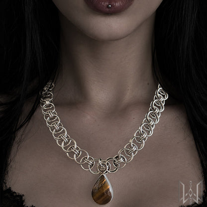 Tigers Eye x Chainmaille Necklace #2009