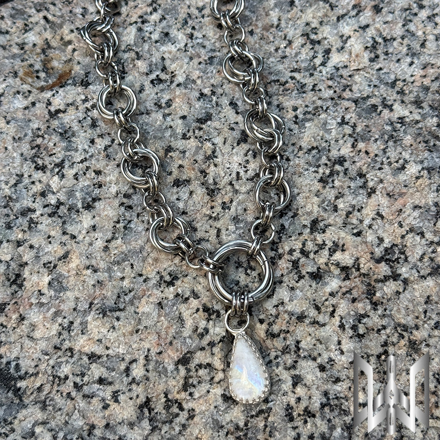 Moonstone x Chainmaille Necklace #2013