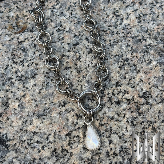 Moonstone x Chainmaille Necklace #2013