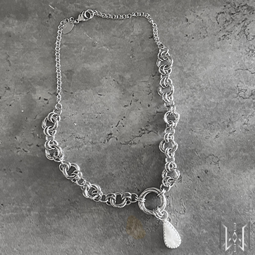 Moonstone x Chainmaille Necklace #2013