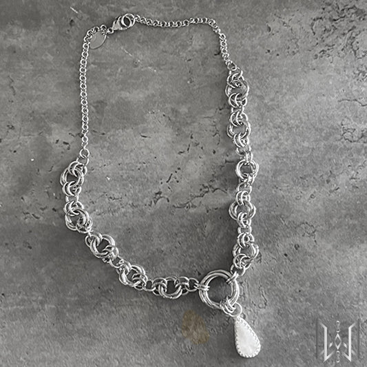 Moonstone x Chainmaille Necklace #2013