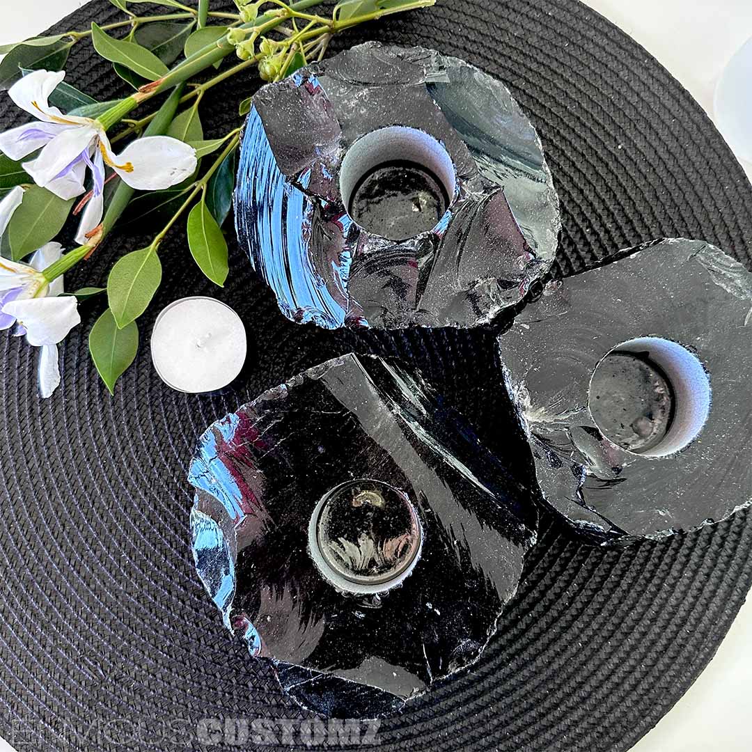 Obsidian Tealight Candle Holder